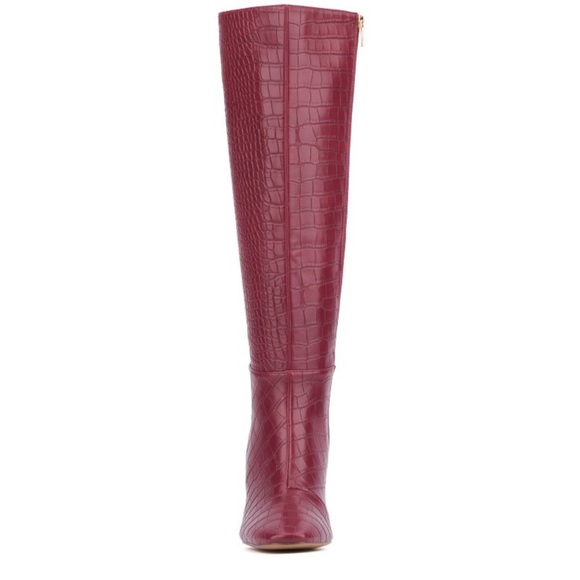 New York & Company Red Croc-Pattern Heeled Boots - Picture 3 of 6